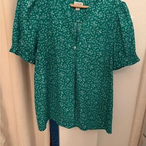 J. Crew Green Floral Women's Blouse